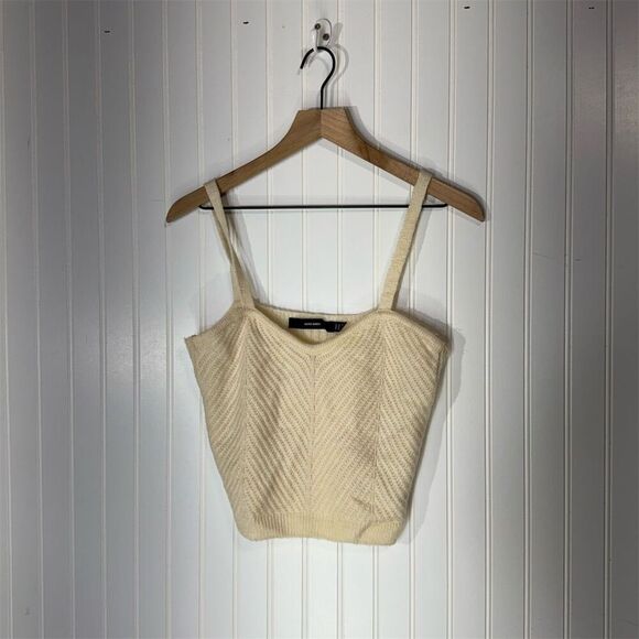 Vero Moda cream knit sweater tank top M chevron Y2K retro preppy chic - Picture 1 of 9